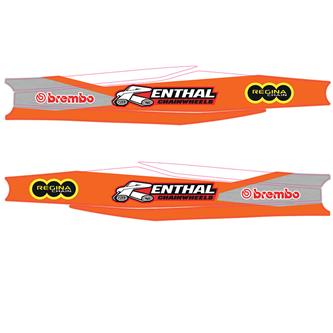 set adesivi forcellone ktm 85 sx 04 14 renthal arancio bianco