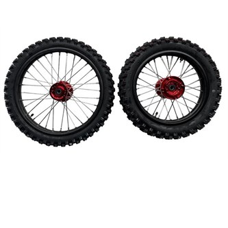set cerchi gomme 17 14 perno ruota d 15mm cnc rossi