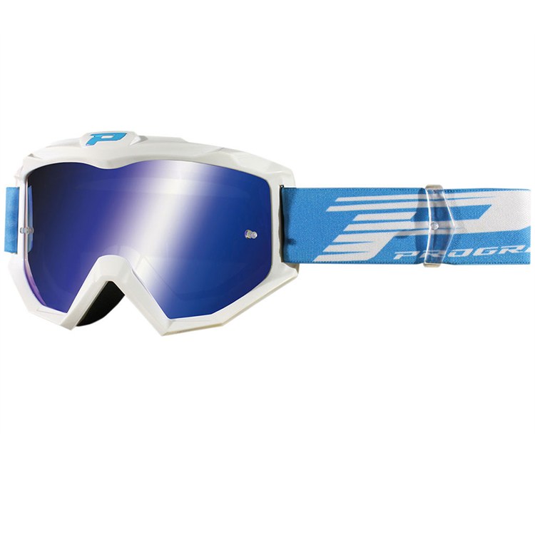 Mascherina PRO GRIP Atzaki 3201 Bianco - lente a specchio Blu