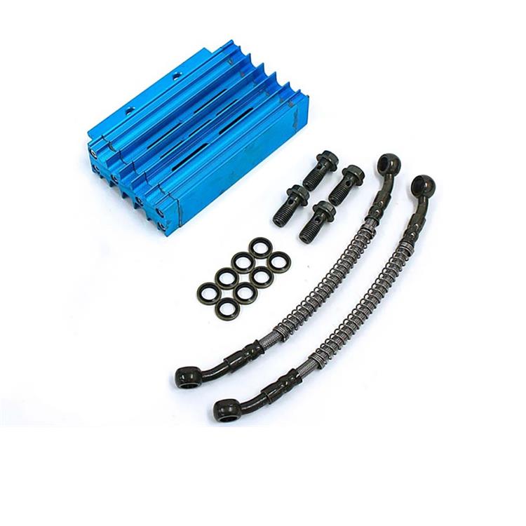 Kit radiatore olio pit bike CNC Blu