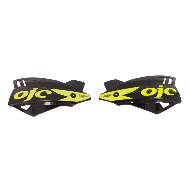 Coppia paramani OJC SHARK universali Nero [adesivo Giallo fluo]