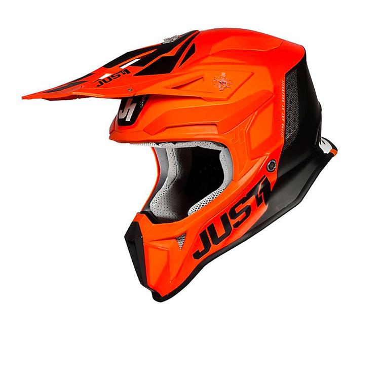Casco Moto Cross JUST1 J18 PULSAR Arancio Bianco Nero - Lucido