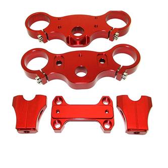 piastre sterzo pitbike 45 48 interasse 165 cnc rosse