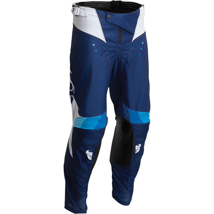 Pantaloni Cross Adulto THOR PULSE REACT Blu Marino Bianco