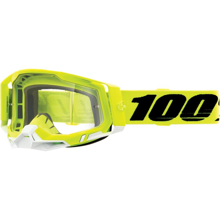 Mascherina 100% RACECRAFT 2.0 Giallo Fluo Bianco - Lente chiara