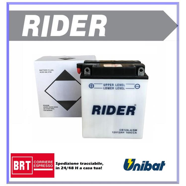 Batteria Rider CB12AASM HONDA CB C 650cc 1980-1981 (Yuasa code YB12A-A)