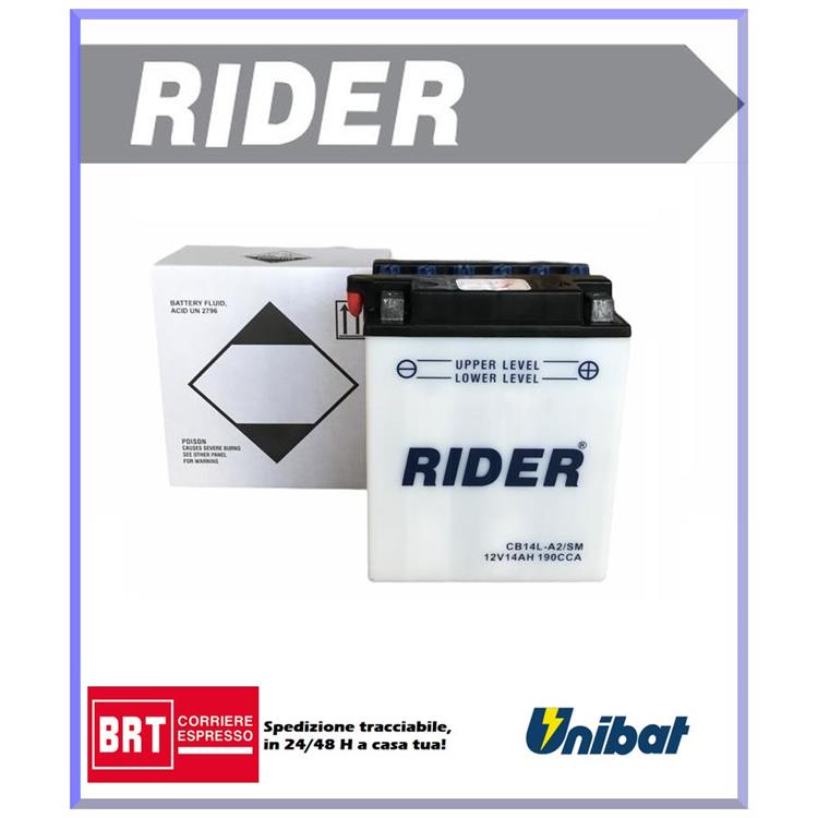 Batteria Rider CB14LA2SM MOTO MORINI Dart 350cc (1988-1994) [Yuasa code YB14L-A2]