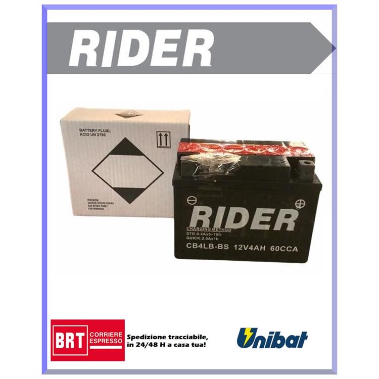 Batteria Rider CB4LBBS APRILIA SR H2O Racing/Sport (RLA0) 50cc 2000-2004 (Yuasa YB4L-B)
