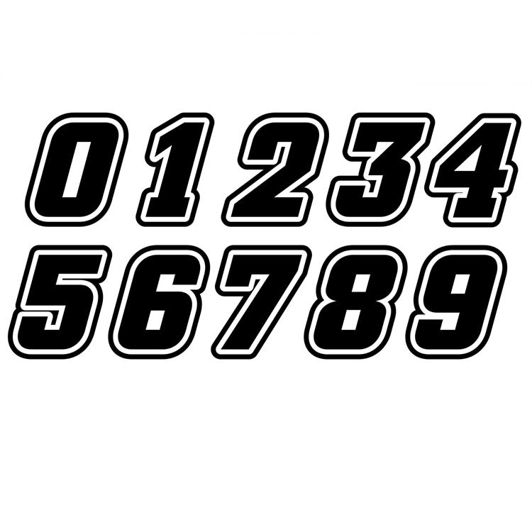 Numero adesivo Nero bordo Bianco PVC Altezza 5cm