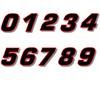 Numero adesivo nero bordo rosso PVC Altezza 5cm in Numeri Adesivi