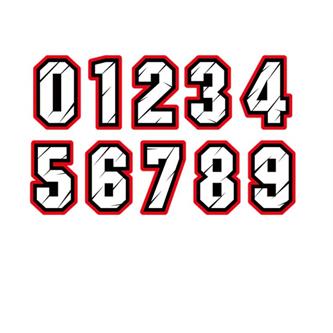 numero adesivo bianchi bordo rosso pvc altezza 5cm