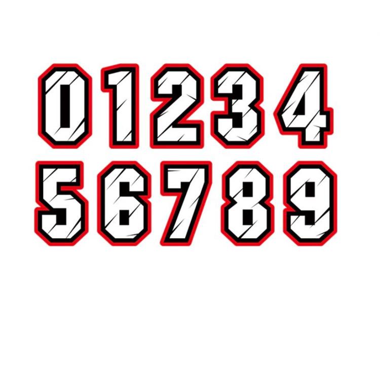 Numero adesivo Bianco bordo Rosso PVC Altezza 5cm