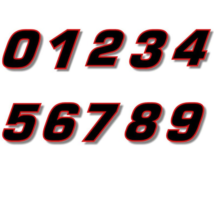 Numero adesivo Nero bordo Rosso PVC Altezza 15cm