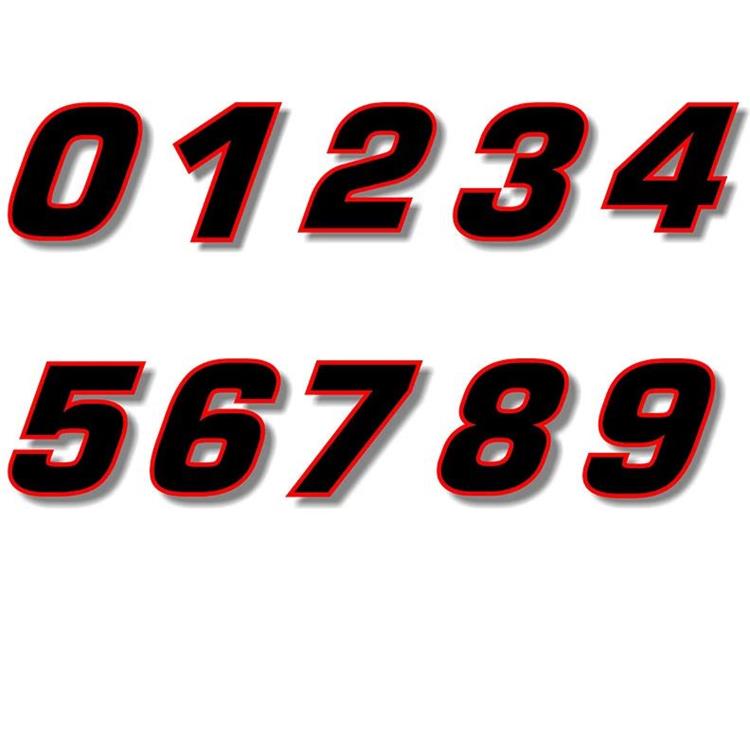 Numero adesivo Nero bordo Rosso PVC Altezza 15cm