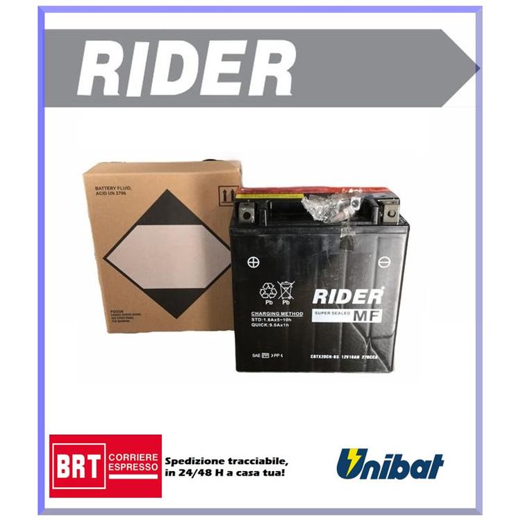 Batteria Rider CBTX20CHBS KAWASAKI VN Vulcan Classic Tourer/FI [G1/G2/L1H/L2H/L4H] 1500cc (1998-1999)[Yuasa code YTX20CH-BS]