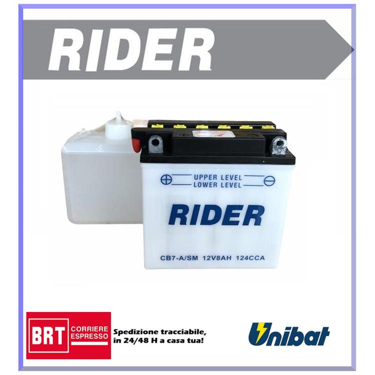 Batteria Rider CB7ASM PIAGGIO Vespa PK S Automatica [VAM1T] 125cc (1984-1989) [Yuasa code YB7-A]