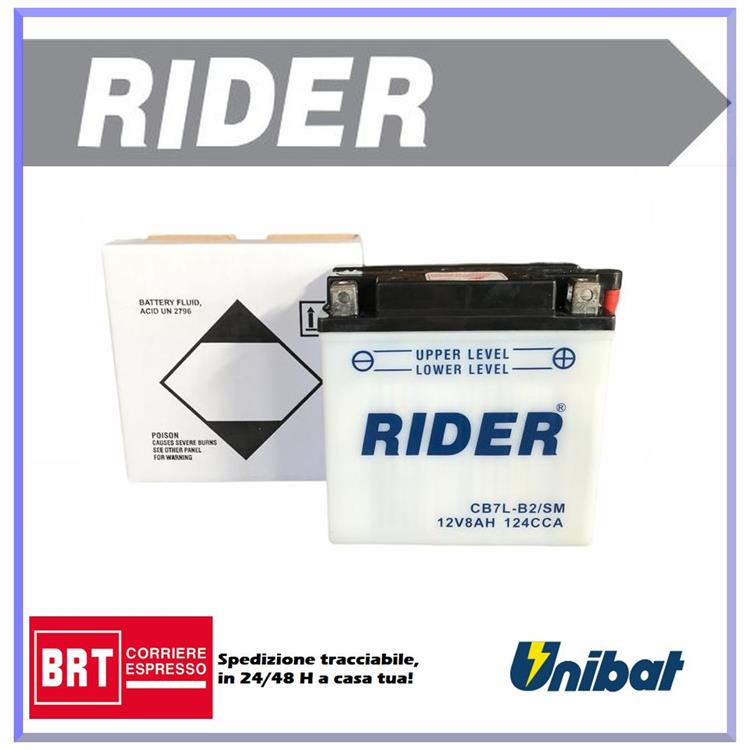 Batteria Rider CB7LB2SM MBK Skyliner DT 125cc 1998-2000 (Yuasa code YB7L-B2)