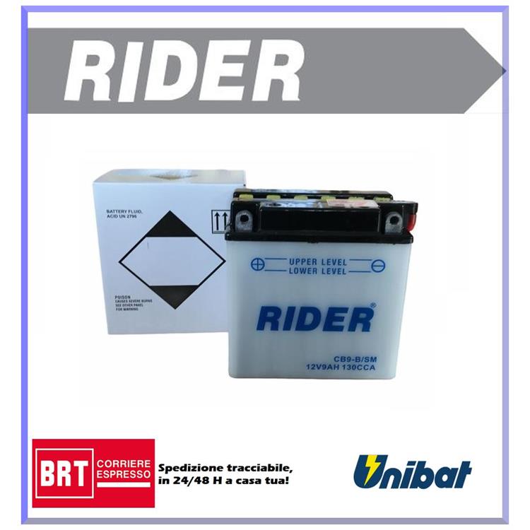 Batteria Rider CB9BSM GILERA RX Arizona 200cc 1985-1987 (Yuasa code YB9-B)