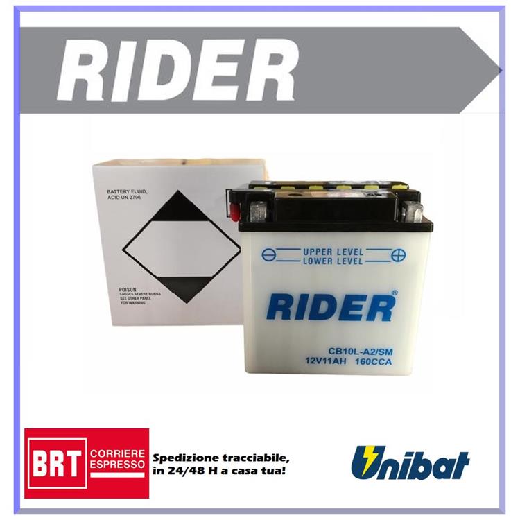 Batteria Rider CB10LA2SM GILERA Dakota 350cc 1986-0000 (Yuasa code YB10L-A2)