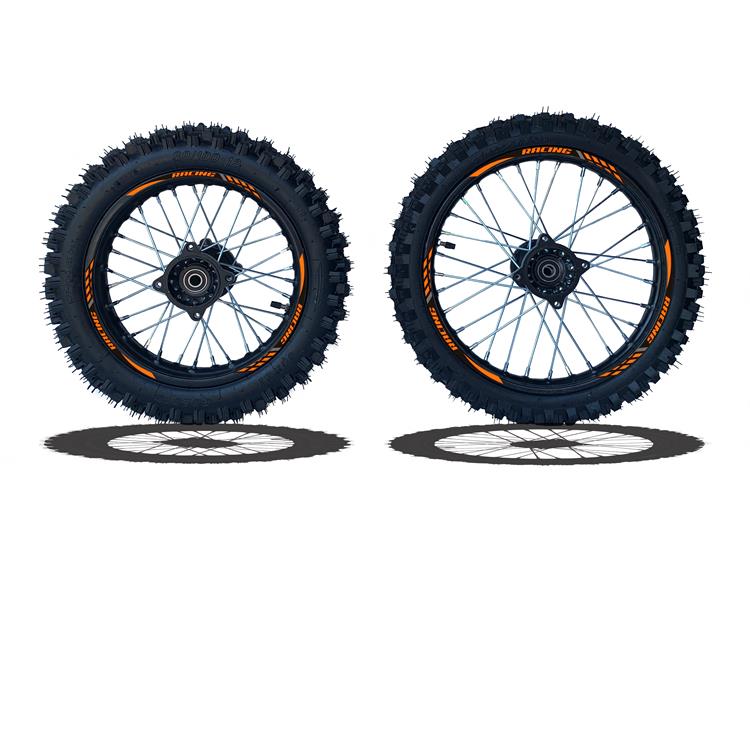 Set Cerchi + Gomme 17/14 Perno ruota 15MM RACING 4 Arancio