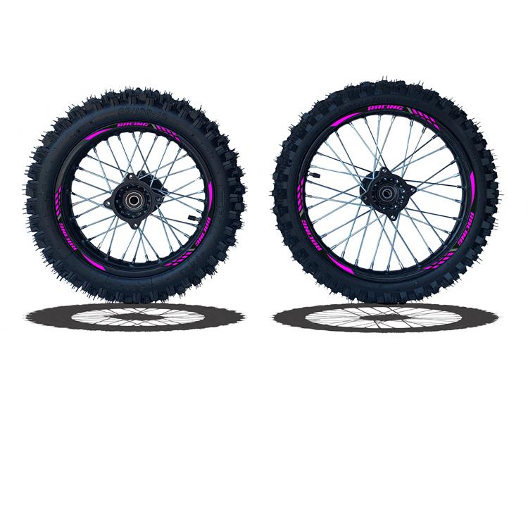 Set Cerchi + Gomme 17/14 Perno ruota 15MM RACING 4 Fucsia