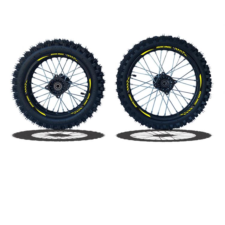 Set Cerchi + Gomme 17/14 Perno ruota 15MM RACING 4 Giallo