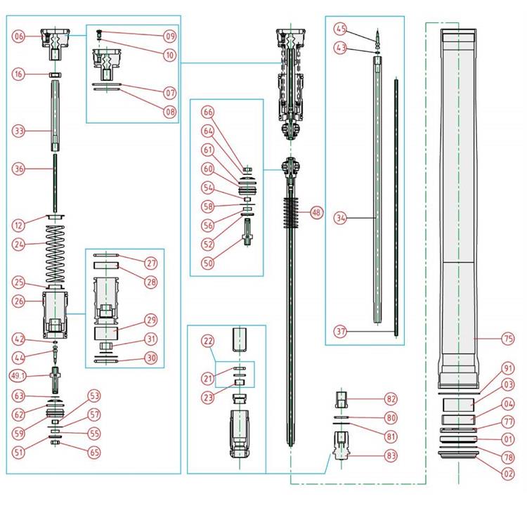Ricambi forcella TM EN/MX 250 F (2013-2021) - Dado regol. estens. [82]