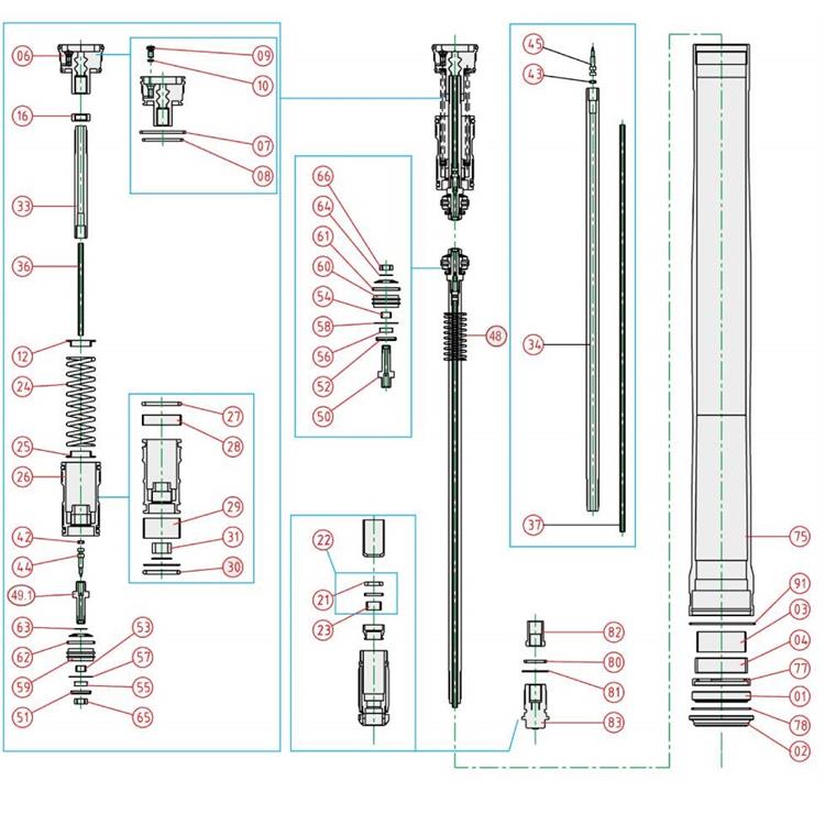 Ricambi forcella Yamaha YZ 250 (1993-1995) - O-ring regol. estens. [80]