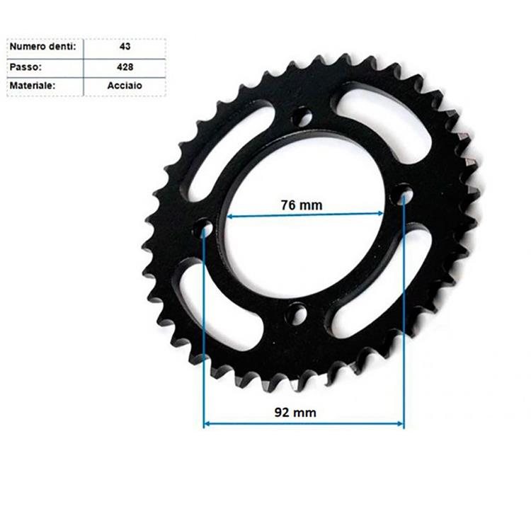 Corona acciaio 428 Z43 4 fori mod. 1