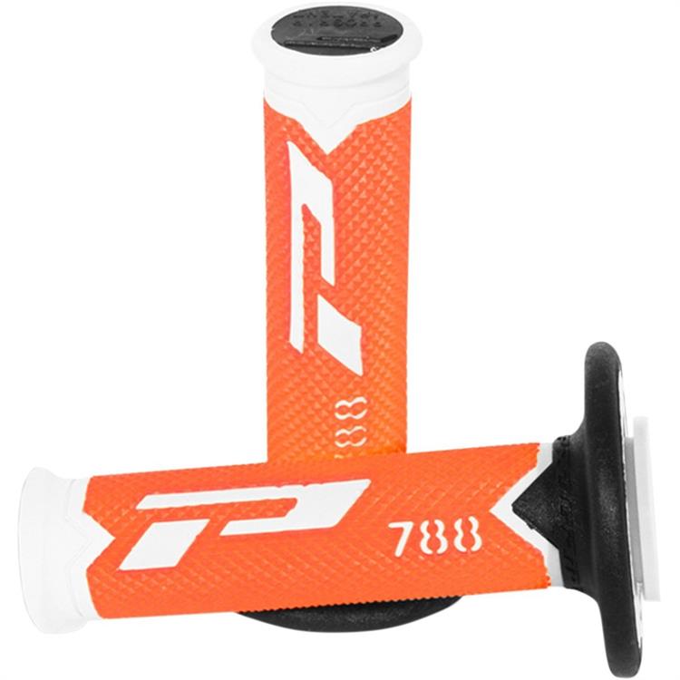 Manopole motocross Pro Grip triple density 788 Bianco Arancione fluo