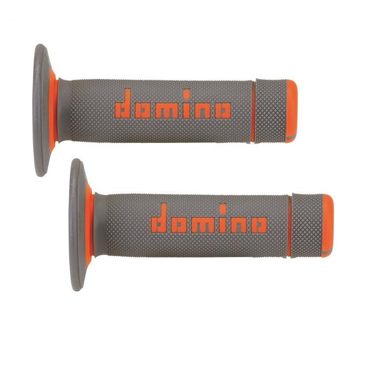 Manopole motard Domino Off Road Grigio - Arancione