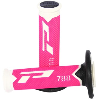 manopole motard pro grip triple density 788 bianco rosa fluo