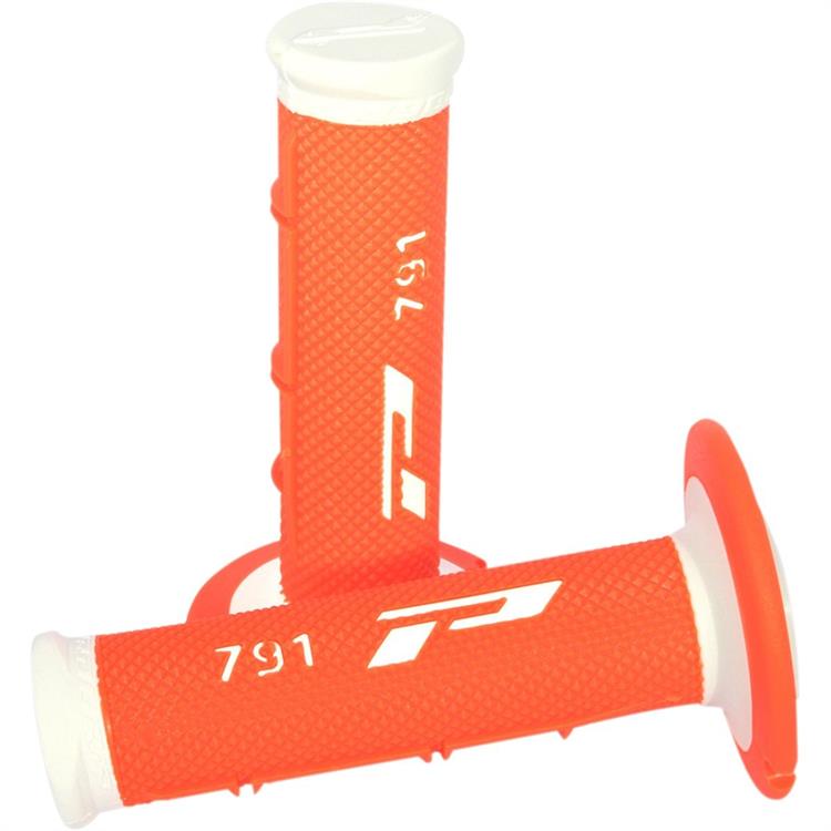 Manopole motard Pro Grip 791 bianco/arancione fluo