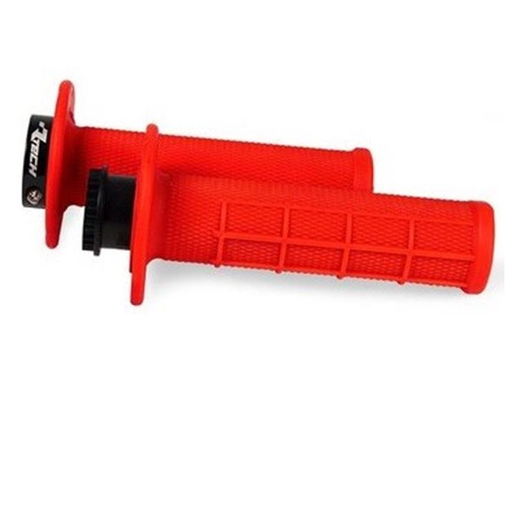 Manopole motard LOCK-ON Racetech Rosso fluo