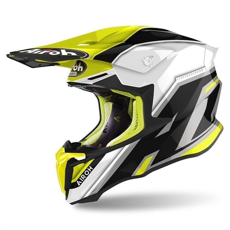 Casco motocross - marca Airoh - Twist 2.0 Shaken - giallo lucido - Evomotor