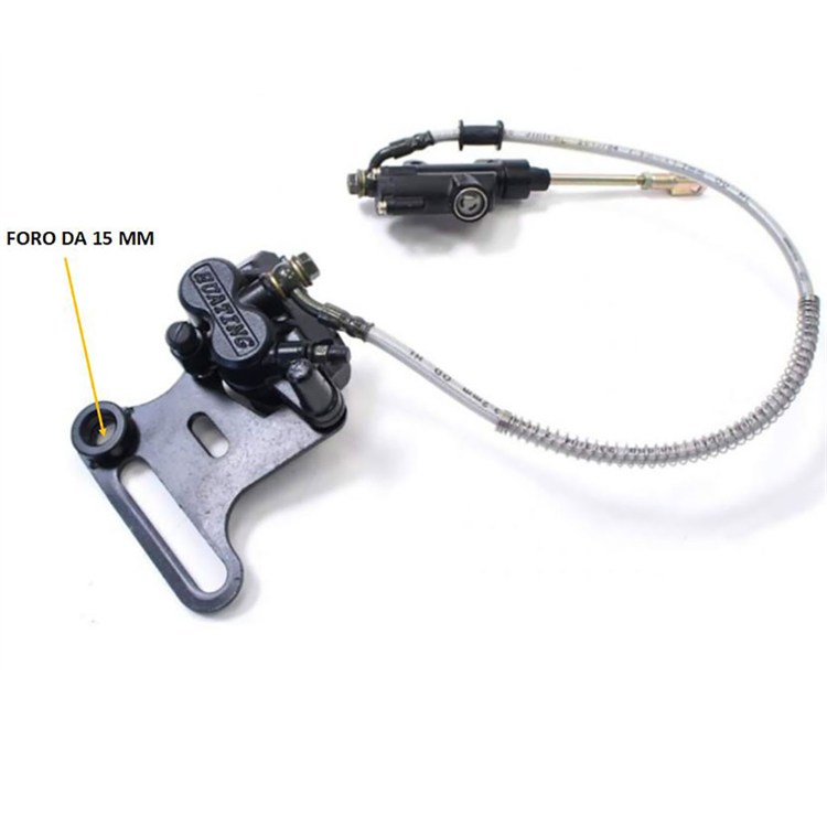 Impianto freno posteriore pit bike doppio pistone D. 15mm