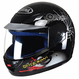 casco moto bambino nero lucido spiderman tg s 47 48 cm