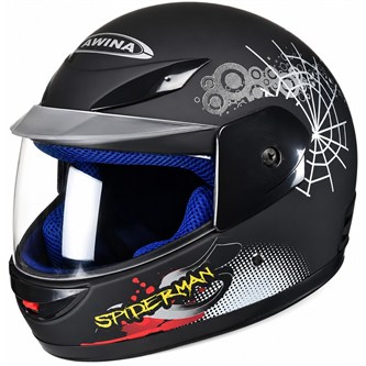 casco moto bambino nero opaco spiderman tg s 47 48 cm