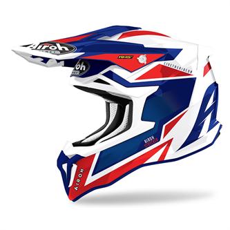 casco moto cross airoh strycker axe blu rosso lucido casco moto cross airoh strycker axe blu rosso lucido