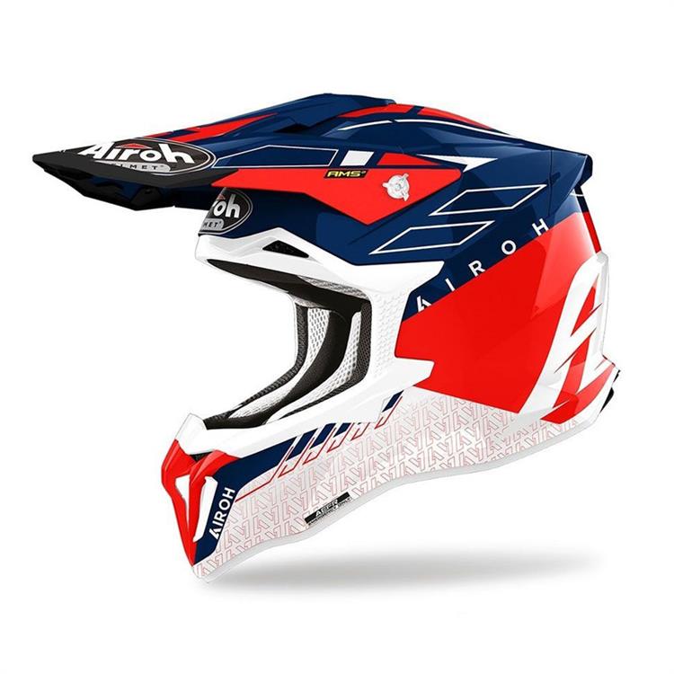 Casco Moto Cross AIROH STRYCKER SKIN Rosso - Lucido