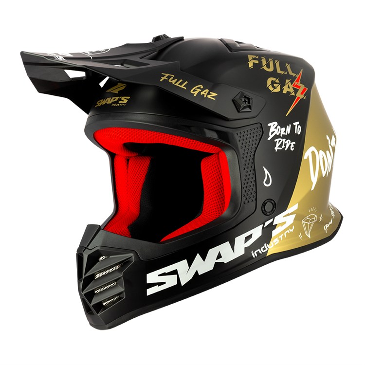 Casco Moto Cross Bambino Swaps S886 Rock'it Full Gaz Nero