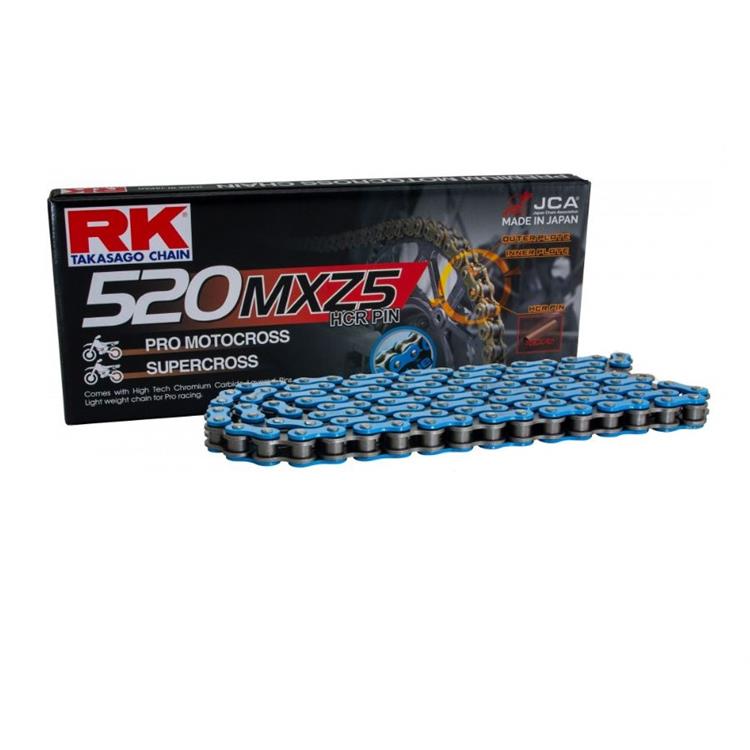 Catena RK passo 520 cross professionale senza O-RING 120 maglie - Blu
