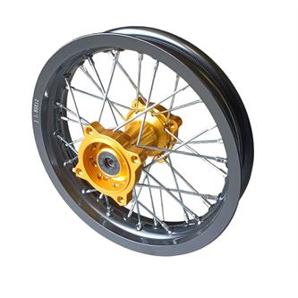 cerchio posteriore 12 cross perno 15mm mozzo cnc oro canale nero