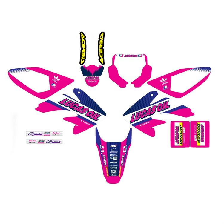 Kit grafiche pit bike CRF 70 Luca Oil Rosa