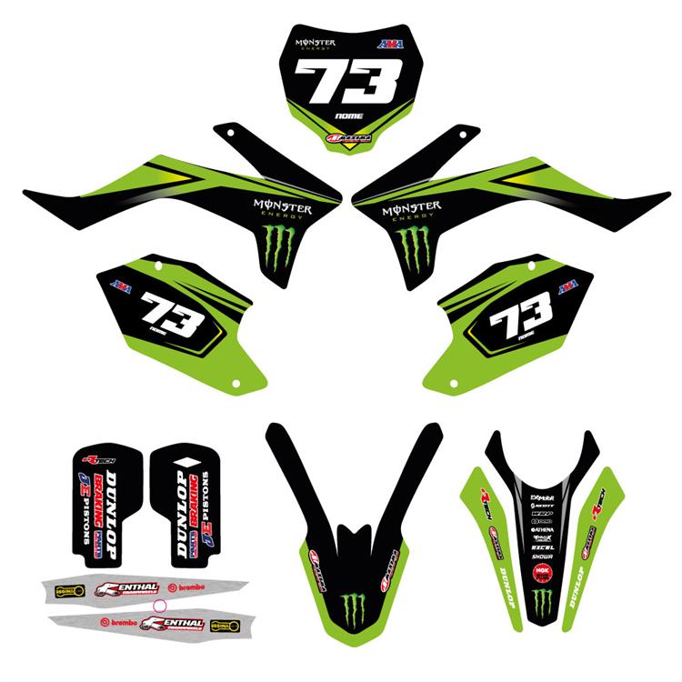 Kit grafiche pit bike Apollo RXF Monster Verde personalizzabili