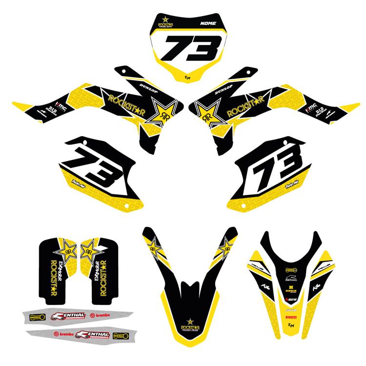 Kit grafiche pit bike Apollo RXF Rockstar personalizzabili