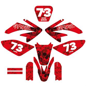 kit grafiche pit bike crf 70 skull rosso