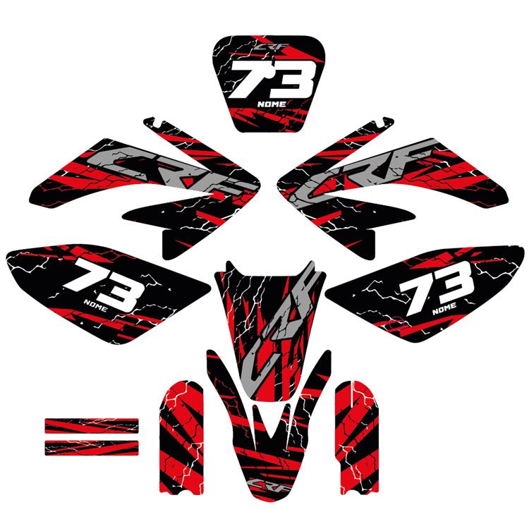Kit grafiche pit bike CRF 70 Thunder Nero personalizzabili