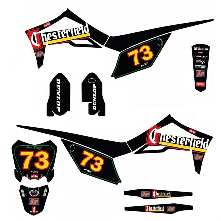 Kit grafiche pit bike Profive KF3 Chesterfield Nero personalizzabili