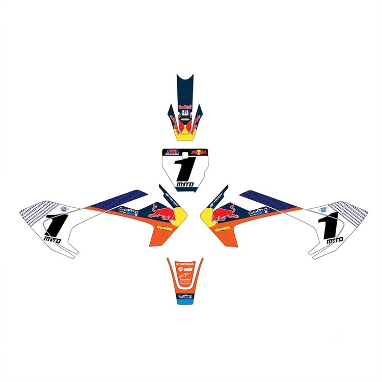 Kit grafiche pit bike T-moto M1TO Red Bull Arancione
